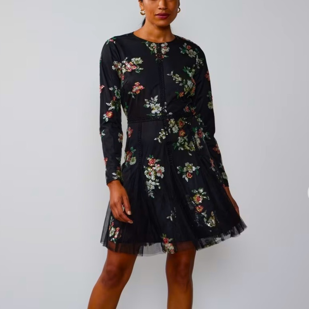 NWT NY&CO FORAL SEQUIN DRESS SIZE SMALL